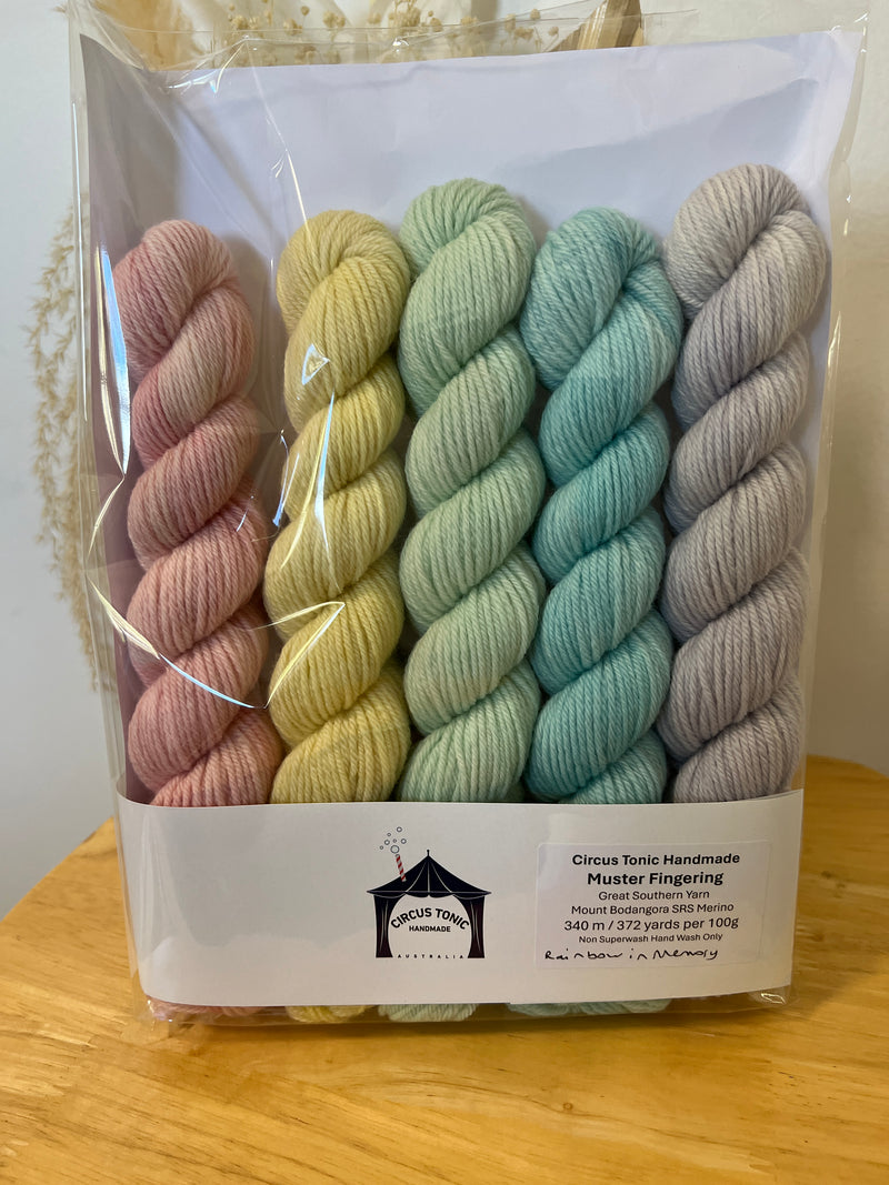 Rainbow in Memory - Muster Fingering Mini 125g Sets