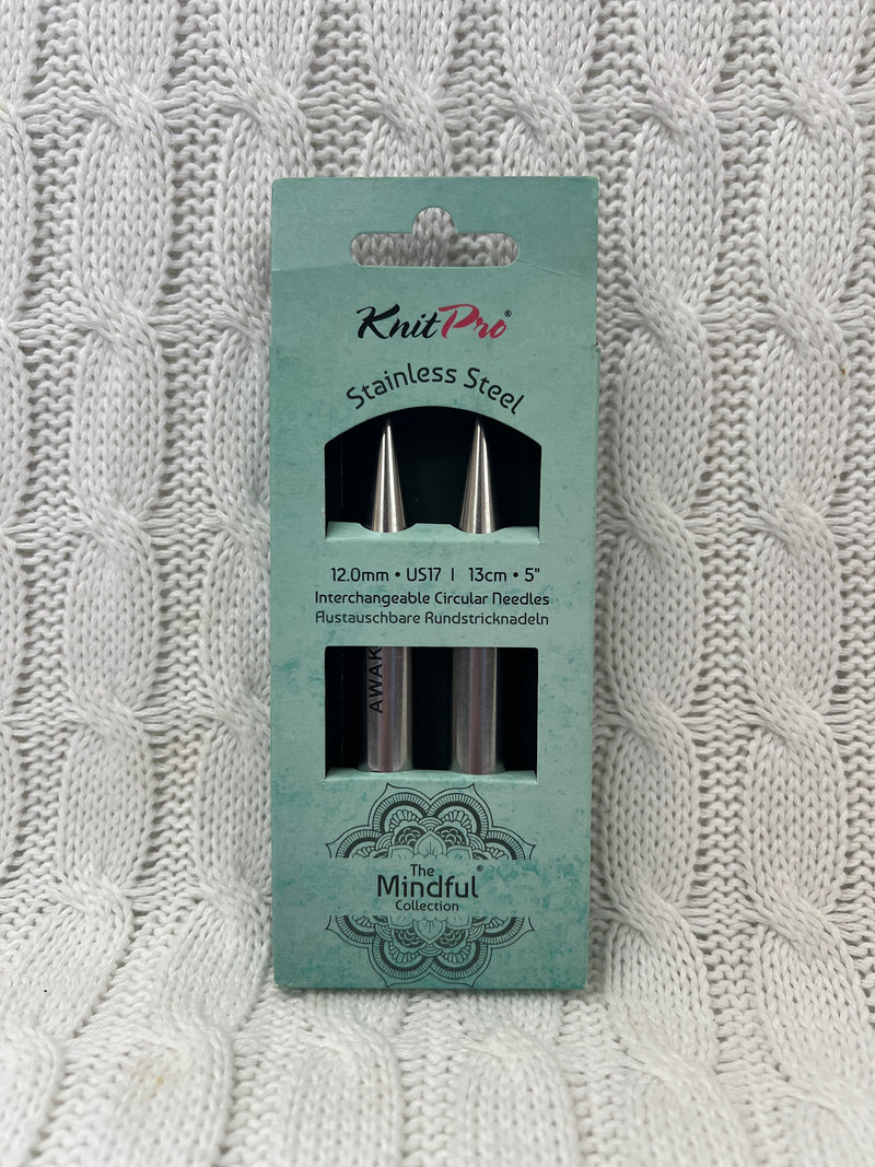 KnitPro Long (13cm) -Mindful  Collection Stainless Steel Interchangeable Circular Needles -