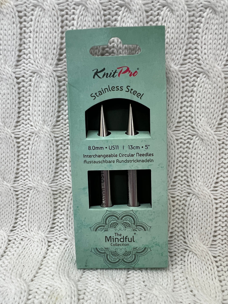 KnitPro Long (13cm) -Mindful  Collection Stainless Steel Interchangeable Circular Needles -