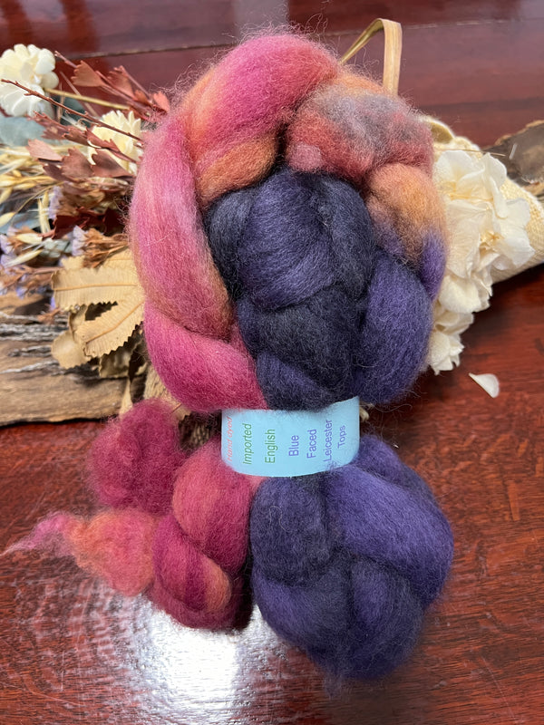 Handdyed Imported English Blue Faced Leicester Tops