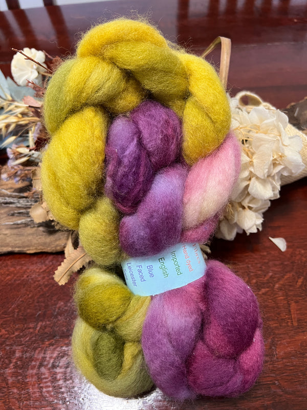 Handdyed Imported English Blue Faced Leicester Tops