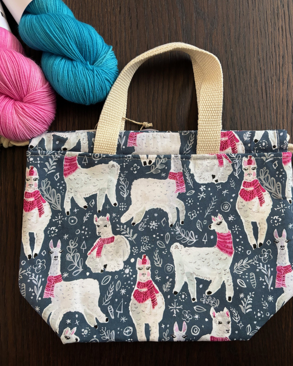 Medium Drawstring Bag-Alpaca's in Scarves