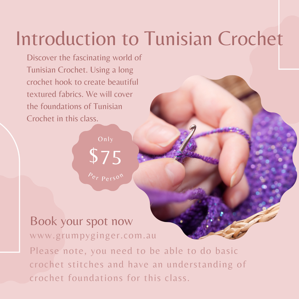 Introduction to Tunisian Crochet Saturday 30th August 9.30am-12.30pm