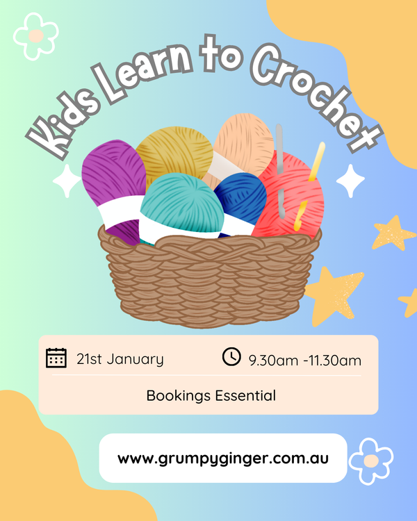 Christmas Holidays - Kids Crochet Class - 21st January 9.30am -11.30am