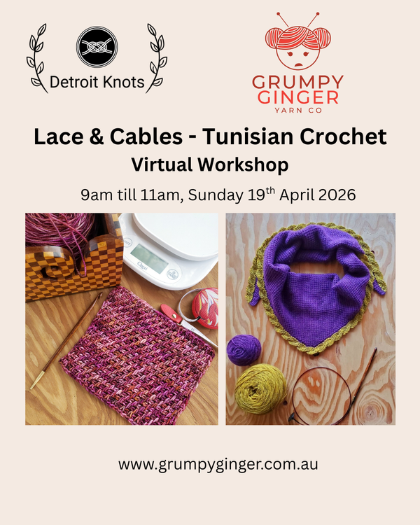 Lace and Cables Tunisian Crochet - Virtual Workshop