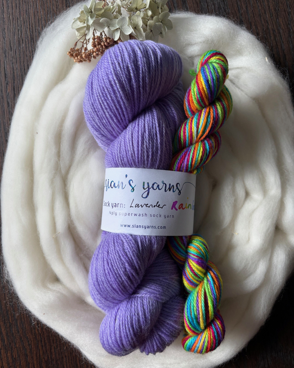 Lavender Rainbow Sock Set - Sian's Yarns