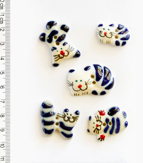Blue Fun Cats Buttons