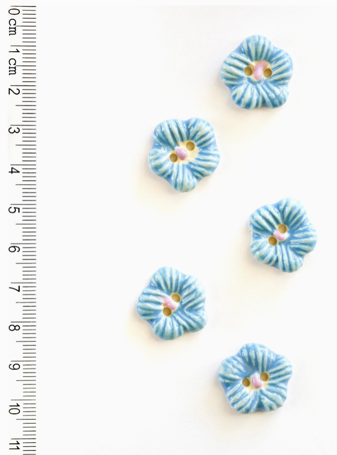 Blue Flowers - Ceramic Buttons