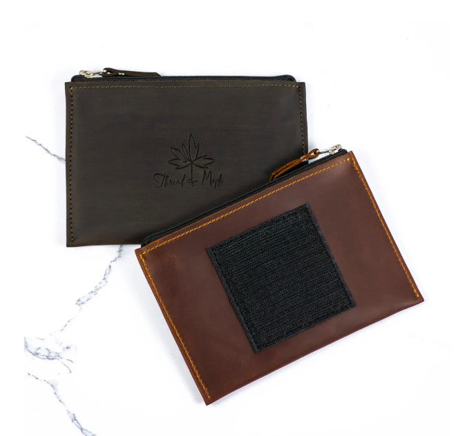 Velcro Leather Zip Pocket