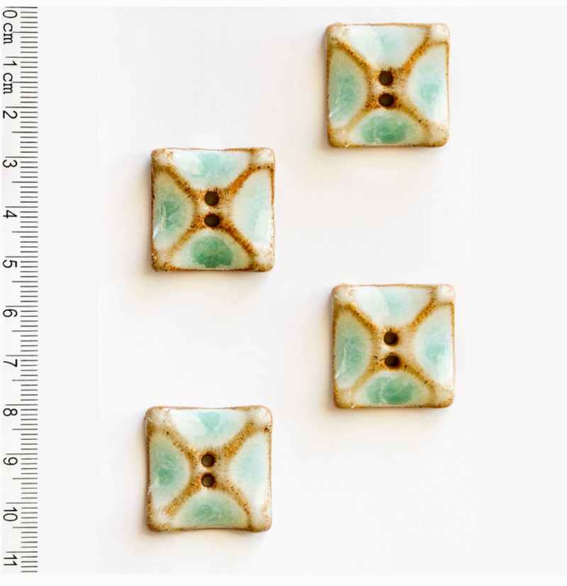Square Turquoise Buttons Pack Of 4