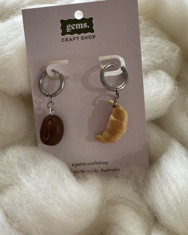 Coffee Bean and Croissant Stitch Marker - Gems Craft Shop