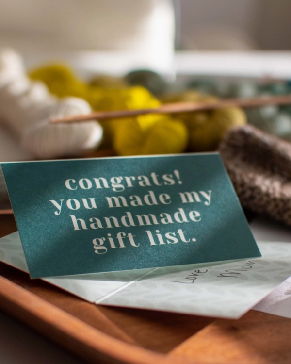 Congrats You Made My Handmade Gift List Care Instruction Cards