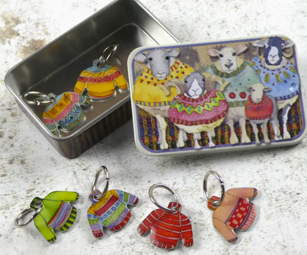 Jumper Stitch Markers In a Sheep Tin