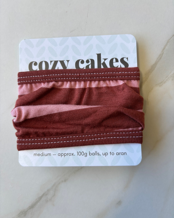 Pink and Brown Yarn Cozy