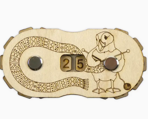 Wooly Puffins  Wooden Row Counter