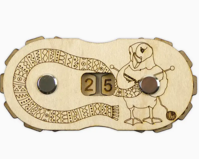 Wooly Puffins  Wooden Row Counter