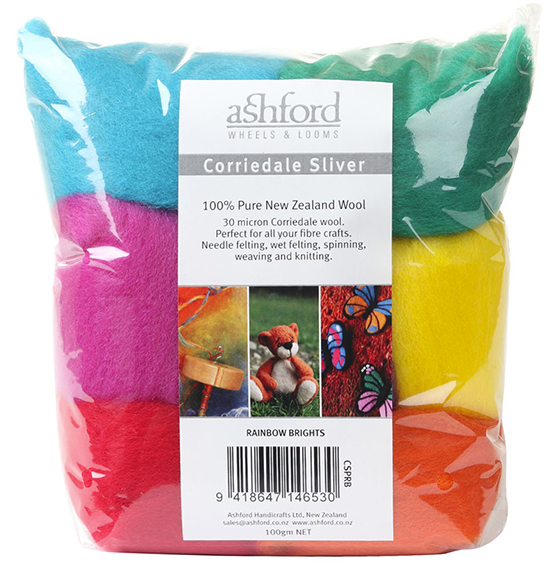 Corriedale Sliver -Rainbow Brights (CSPRB)