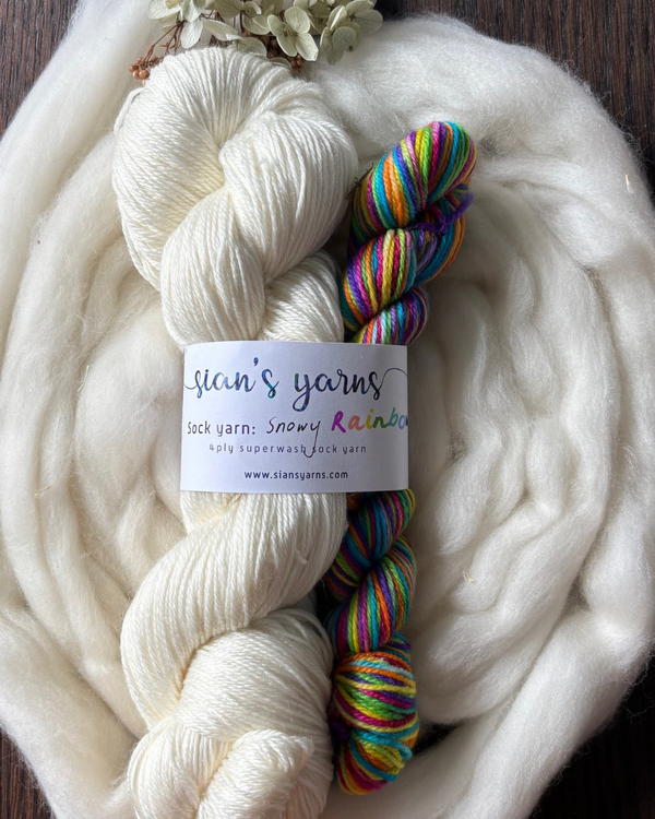 Snowy Rainbow Sock Set - Sian's Yarns