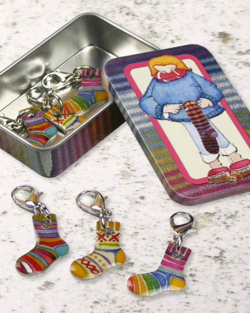 Socks Crochet Stitch Markers In A Tin