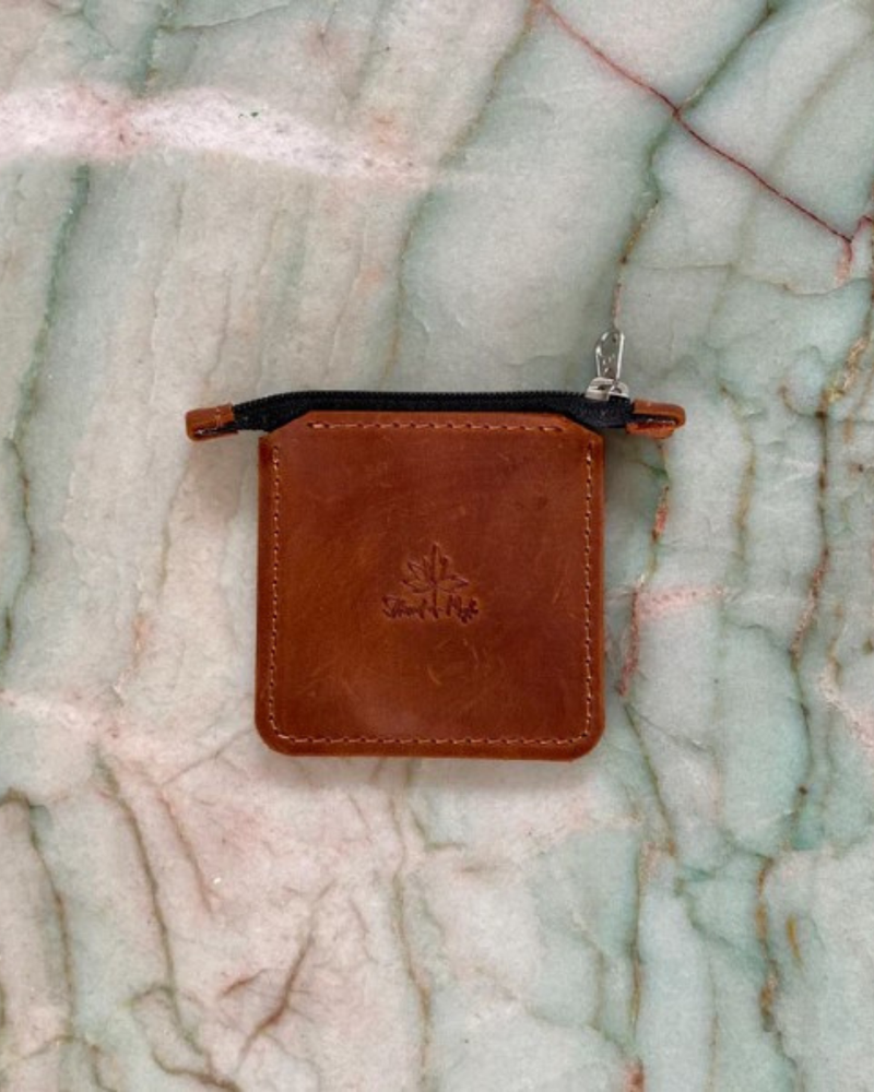 Leather Square Zip Pouch