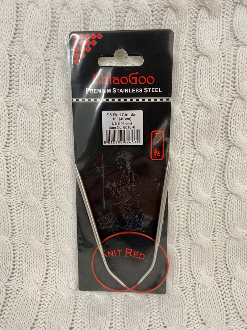 Chiaogoo- Knit Red ( 40 cm) Stainless Steel Circular Needles
