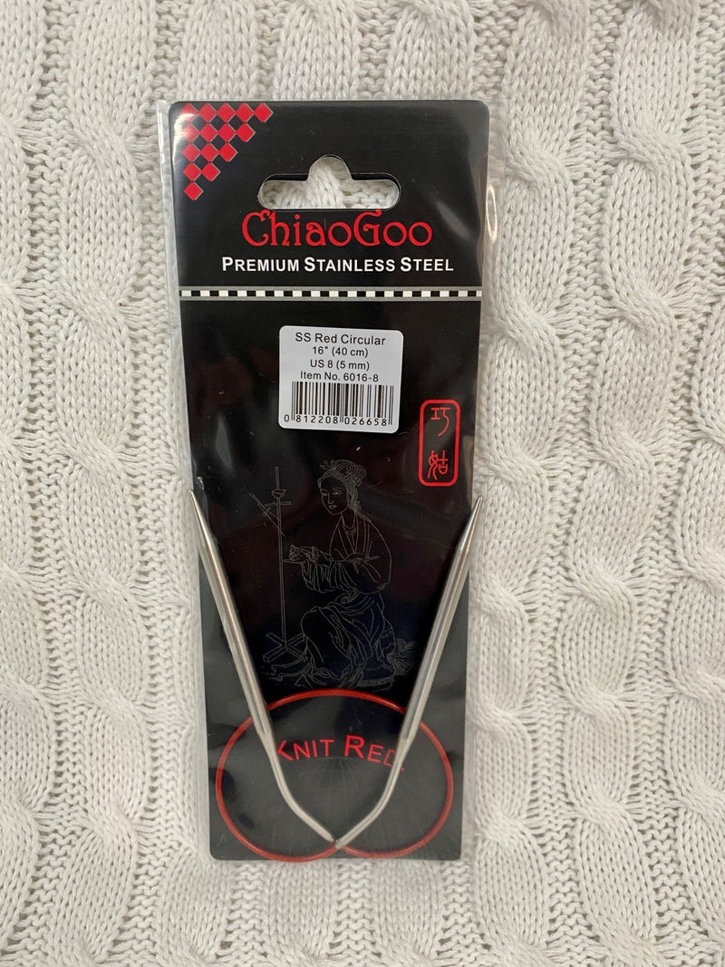 Chiaogoo- Knit Red ( 40 cm) Stainless Steel Circular Needles