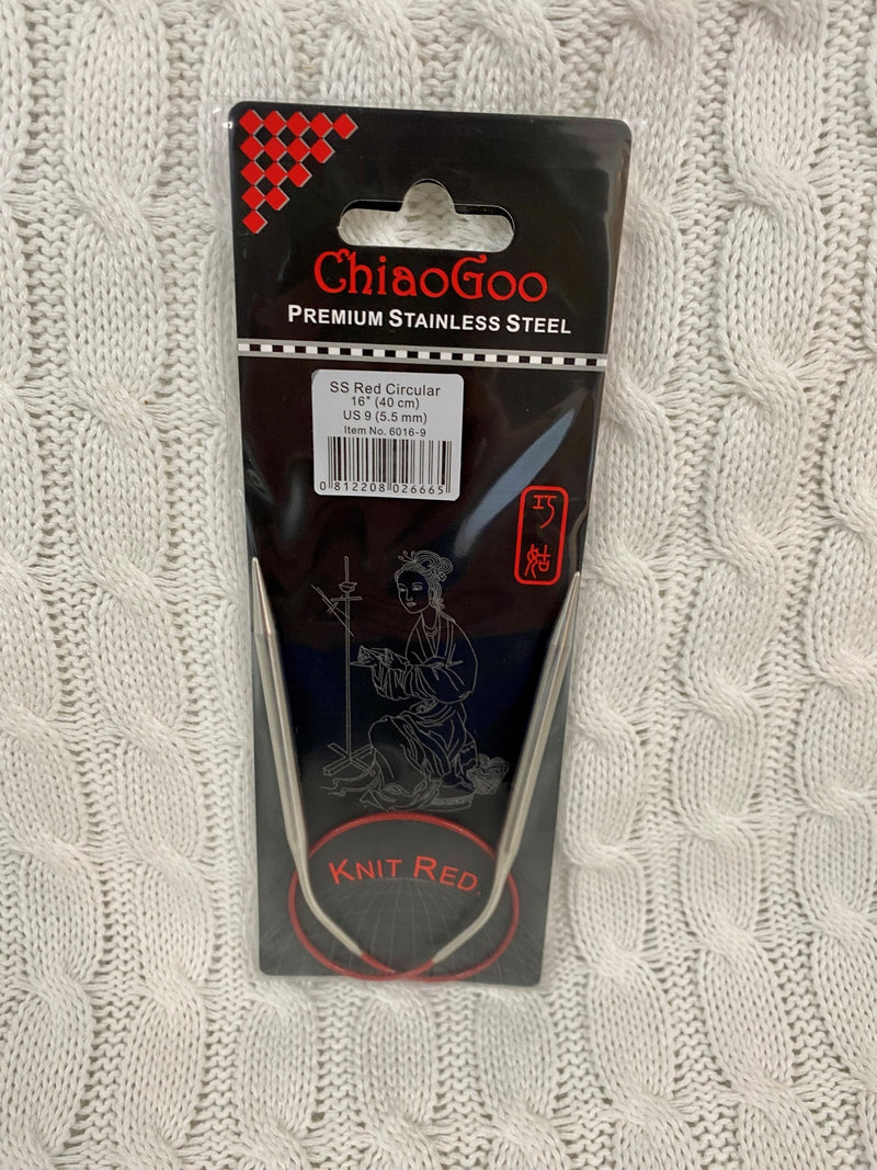 Chiaogoo- Knit Red ( 40 cm) Stainless Steel Circular Needles