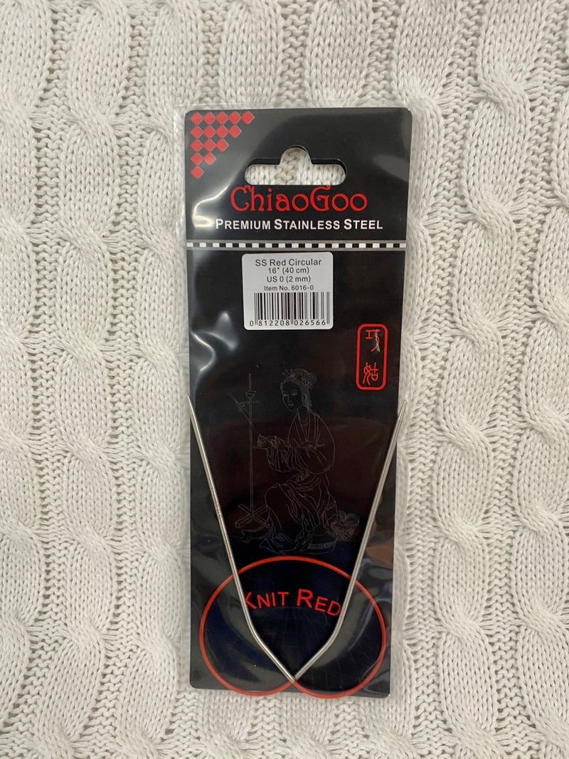 Chiaogoo- Knit Red ( 40 cm) Stainless Steel Circular Needles