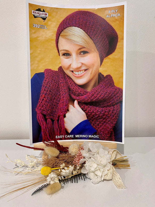 392 - Alpaca Beanie & Scarf - 8ply Pattern (No Return)