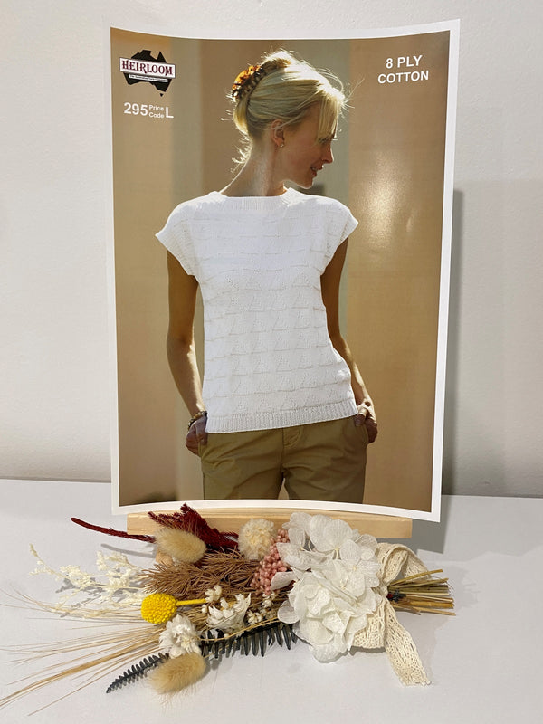 295 - Cotton Woman's Summer Knitted Top - 8ply Pattern (No Return)