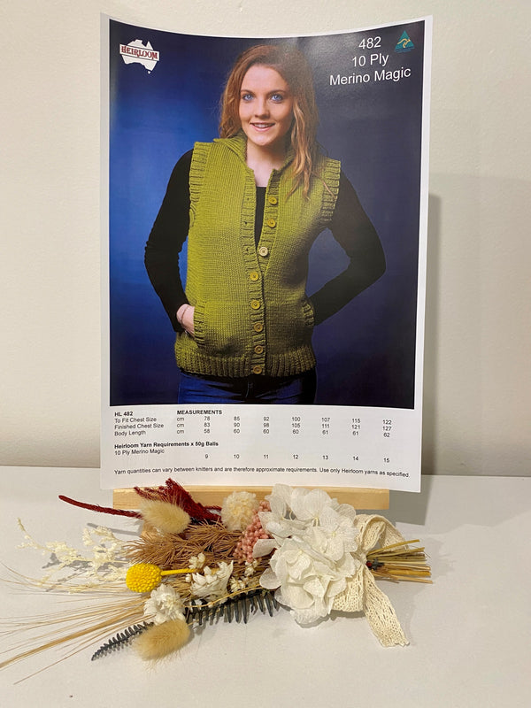 482 - Women's Vest Merino Magic - 10ply Pattern (No Return)