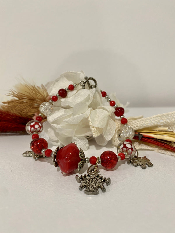 Bracelet for knitters - Red Spot