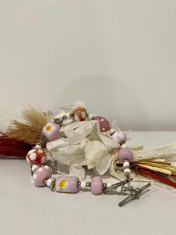 Bracelet for knitters - Strawberries and Cream