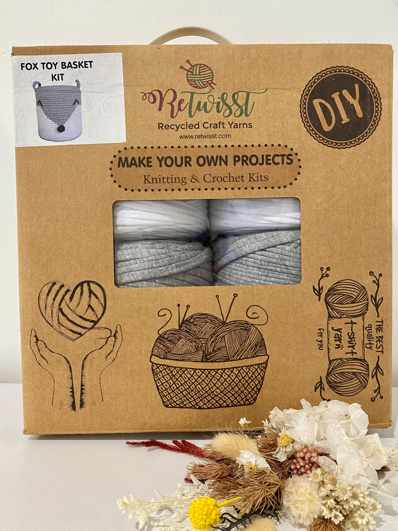 Retwisst Fox Toy Basket Kit - Grey/White