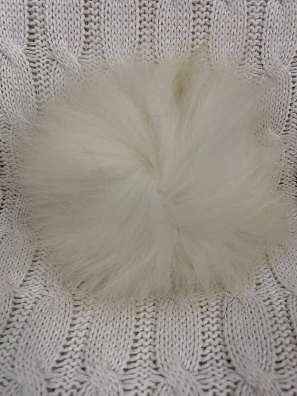 21 - White - Raccoon Fur Pom Pom