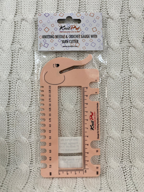 KnitPro Knitting Needle & Crochet Gauge with Yarn Cutter