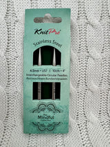 KnitPro Short (10cm) Mindful  Collection Stainless Steel Interchangeable Circular Needles
