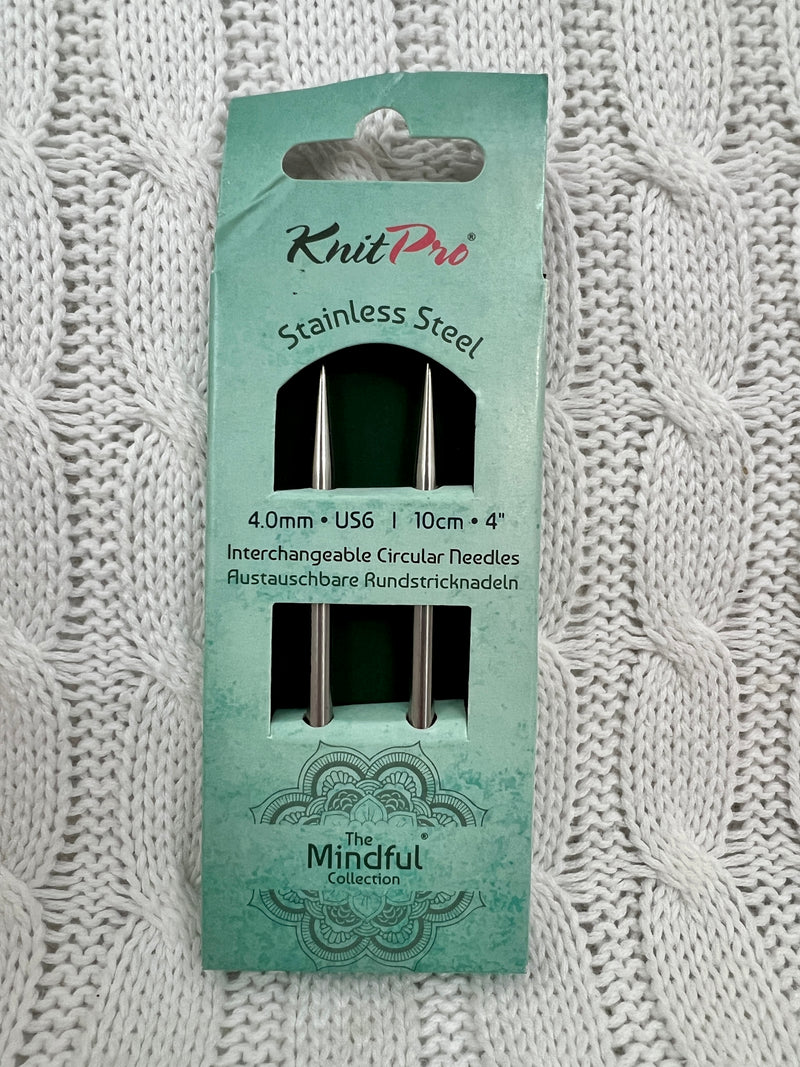 KnitPro Short (10cm) Mindful  Collection Stainless Steel Interchangeable Circular Needles