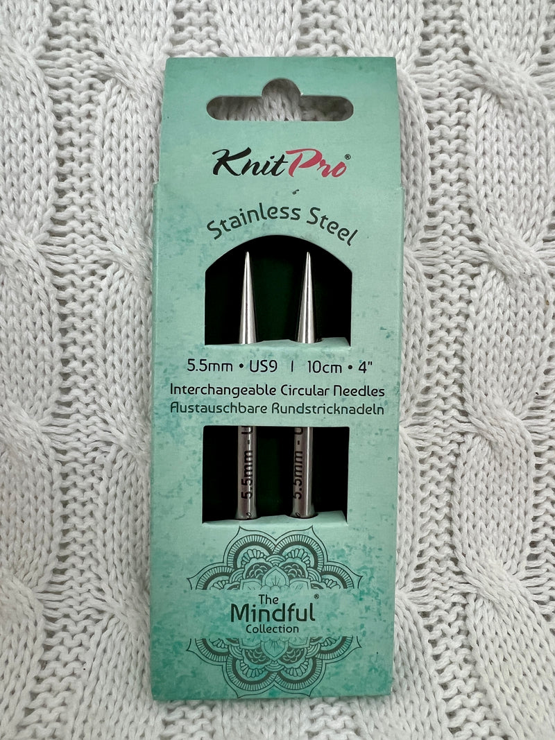 KnitPro Short (10cm) Mindful  Collection Stainless Steel Interchangeable Circular Needles