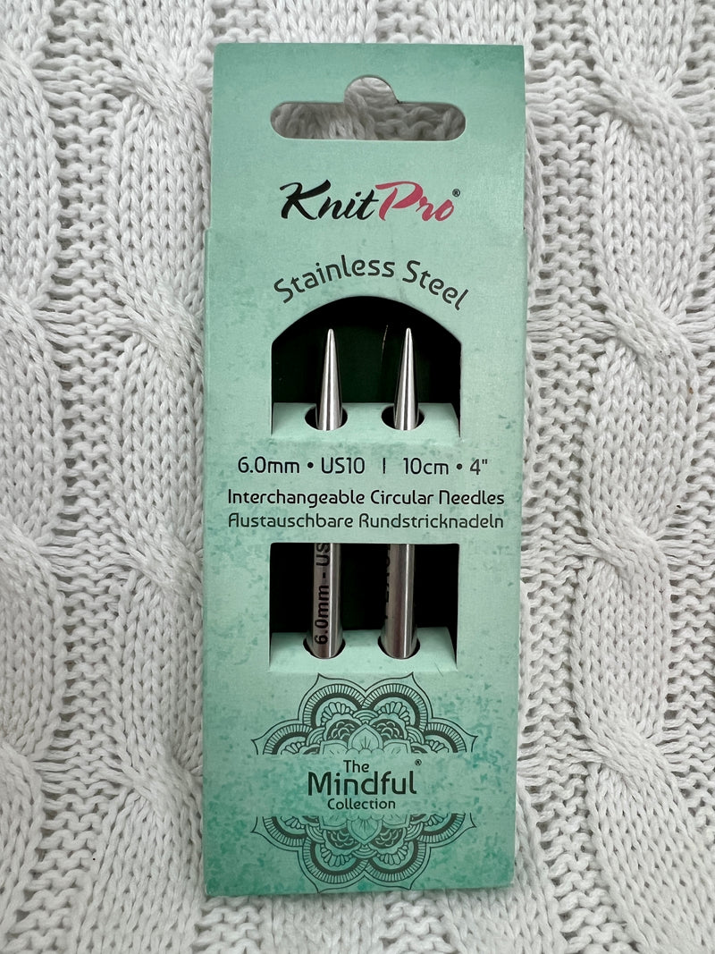 KnitPro Short (10cm) Mindful  Collection Stainless Steel Interchangeable Circular Needles
