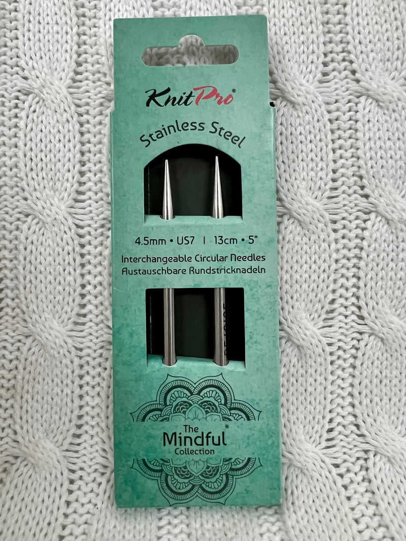 KnitPro Long (13cm) -Mindful  Collection Stainless Steel Interchangeable Circular Needles -