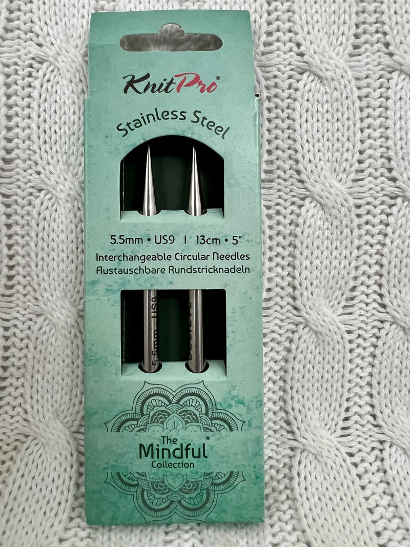 KnitPro Long (13cm) -Mindful  Collection Stainless Steel Interchangeable Circular Needles -