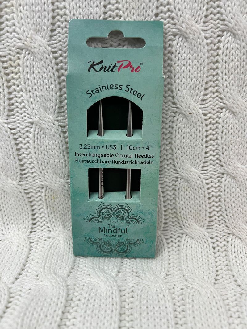 KnitPro Short (10cm) Mindful  Collection Stainless Steel Interchangeable Circular Needles